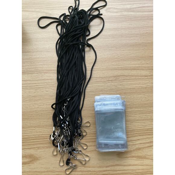 None Accessories - Set of 25 Clear Plastic ID Badge Holders and 25 Black Lanyards